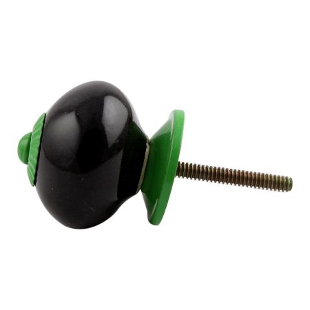 Black Round Green Fitting Ceramic Knob